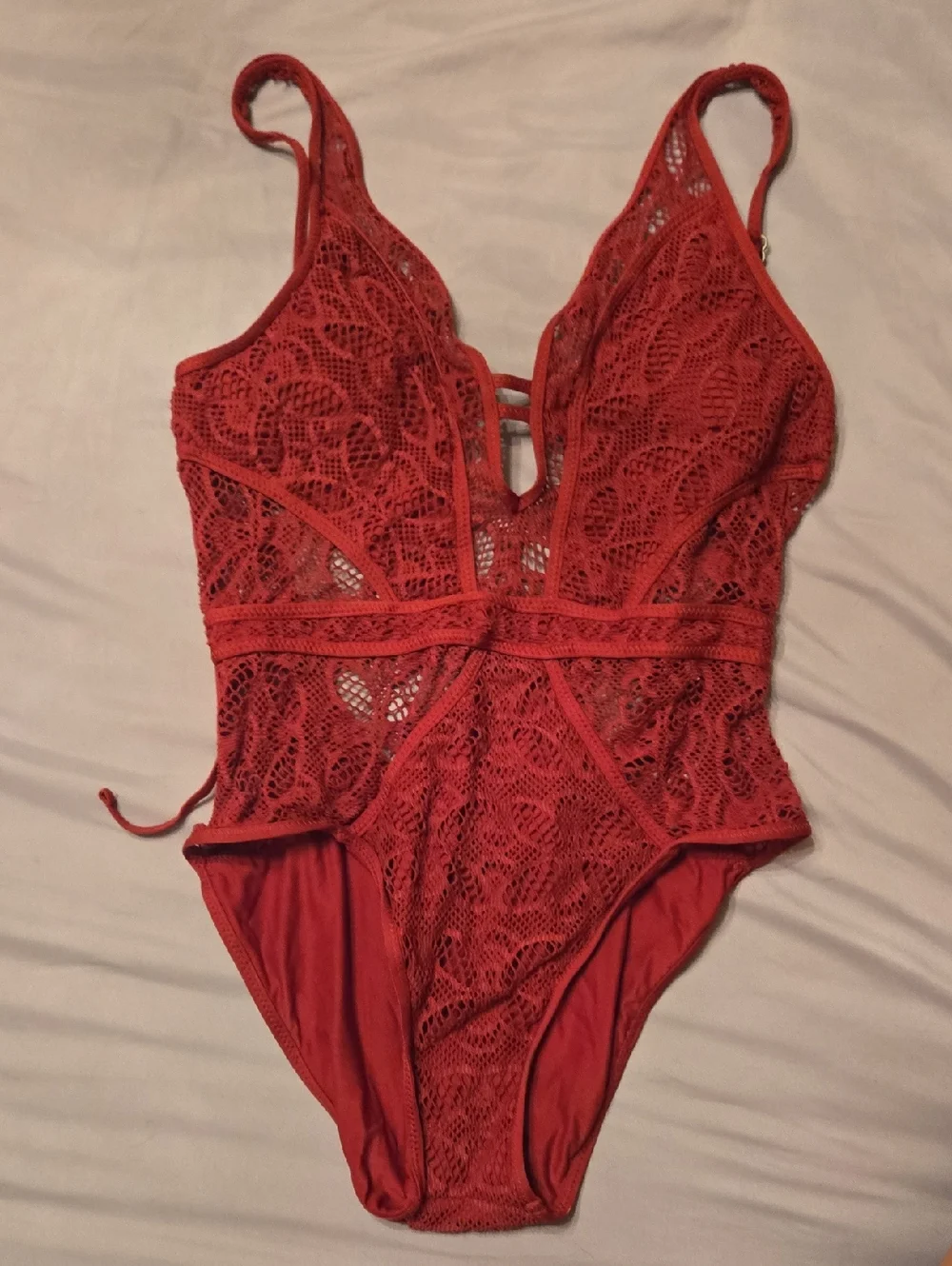 BECCA Red Lace One-Piece Swimsuit - Picture 1 of 9